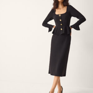 Monsoon Women's Black Willow Statement Button Midi Dress, Size: 8