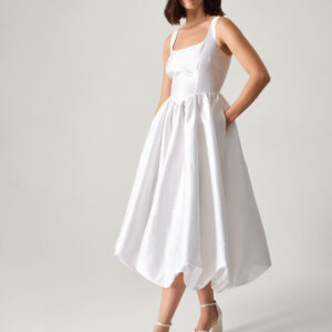 Mia Sleeveless Drop Waist Midi Wedding Dress Ivory