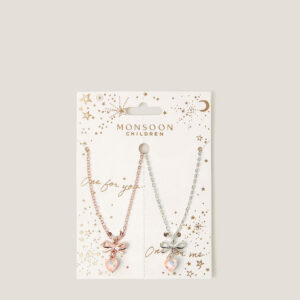 Bow Heart Pendant Necklace Gift Set