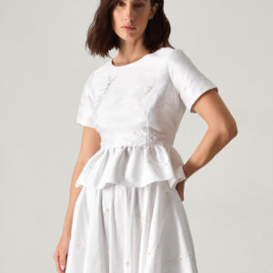 Eliza Floral Embellished Wedding Top Ivory