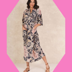 One Hundred Stars Rachel Floral Midi Dress Brown