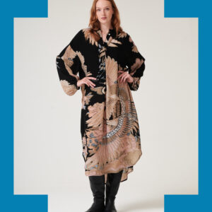 One Hundred Stars Darcy Crane Print Tunic Dress Black