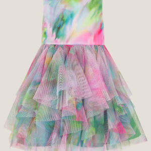 Baby Watercolour Sleeveless Ruffle Party Dress Multi