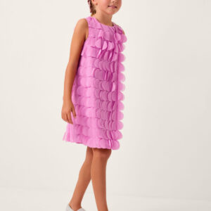 Monsoon Girls Pink Frilled Jazzy Scallop Shift Dress, Size: 7 Years