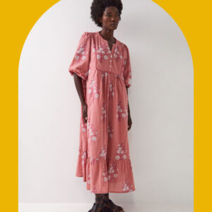 East Nadine Embroidered Midi Smock Dress Multi