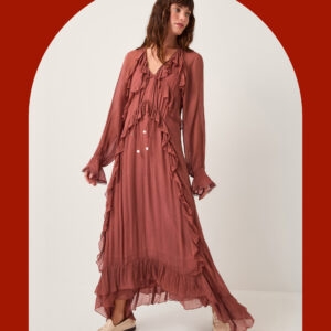 Moliin Beatrice Ruffle Maxi Dress Orange
