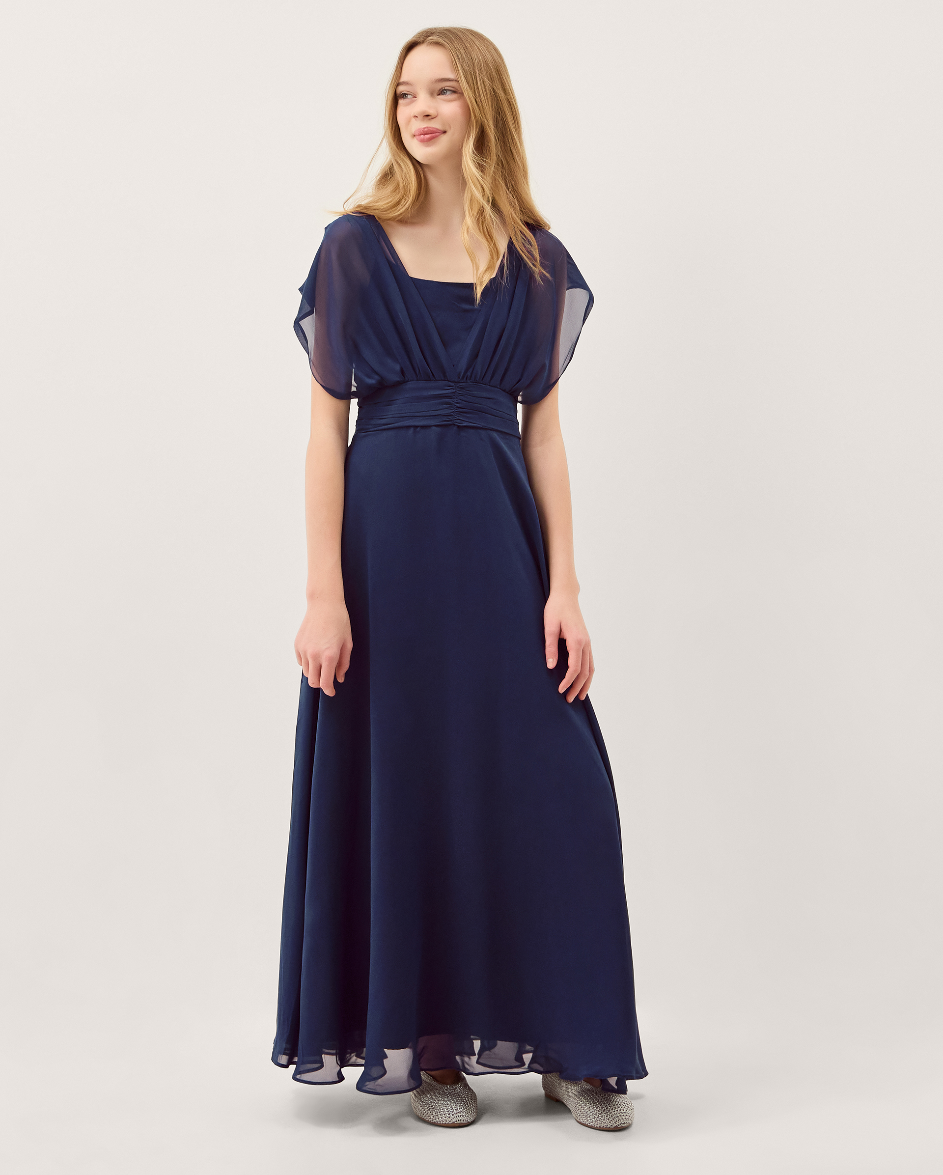 Monsoon Girls Navy Blue Maddison Multiway Chiffon Dress, Size: 10 Years