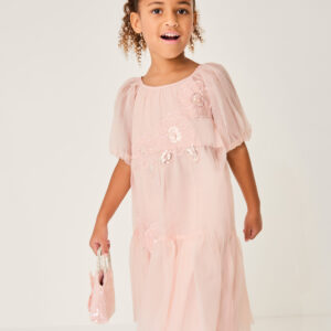 Leila Floral Embellished Party Dress Pink