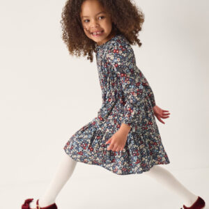 Ditsy Floral Long Sleeve Dress Blue