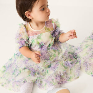 Baby Hydrangea Print Ruffle Dress Multi