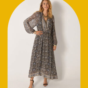 Maison Hotel Gaia Floral Midi Dress Blue