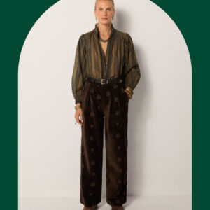 Maison Hotel Paco Embroidered Velvet Trousers Brown