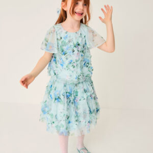 Roma Floral Print Ruffle Top & Skirt Set Multi