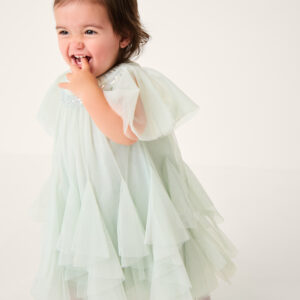 Baby Nessa Sparkle Collar Waterfall Dress Green