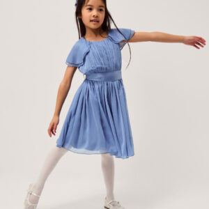 Ava Cape Sleeve Chiffon Bridesmaid Dress Blue