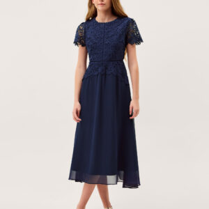 Monsoon Girls Navy Blue Floral Lace Monica Prom Dress, Size: 11 Years