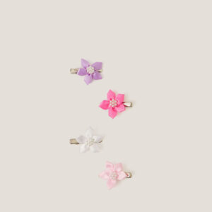 4-Pack Mini Satin Flower Hair Clips