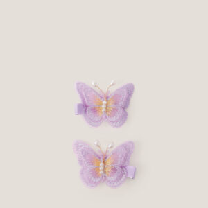2-Pack Pearl Embroidered Butterfly Hair Clips