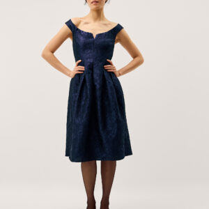 Juliana Floral Jacquard Midi Dress Blue
