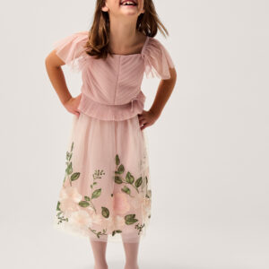 Olene Pleat Tulle Top Pink