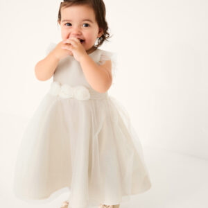 Baby Principesa Appliqué Rose Sparkle Dress Gold
