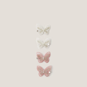 4-Pack Embroidered Butterfly Hair Clips Pink