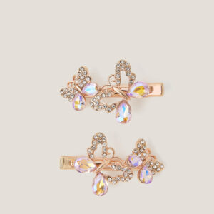 2-Pack Diamanté Butterfly Hair Clips