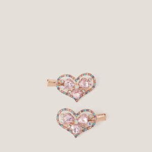 2-Pack Jewel Heart Hair Clips