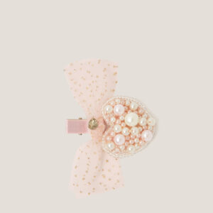 Pearl Heart Bow Hair Clip