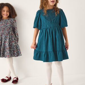 Monsoon Girls Navy Blue Crochet Yoke Tiered Dress, Size: 5-6 Years