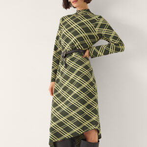 Monsoon Women's Green Claudia Check Knit Midi Dress, Size: 16
