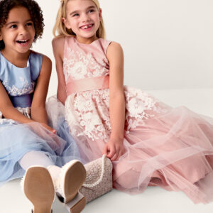 Felicity Floral Embroidered Mesh Dress Pink