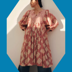 East Kaira Geometric Midi Smock Dress Pink