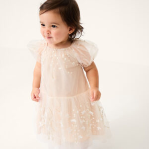 Baby Astrid Appliqué Butterfly Swing Dress White
