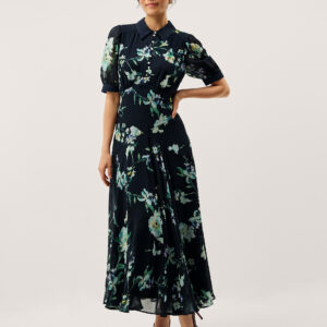 Lilwen Floral Midi Tea Dress Blue