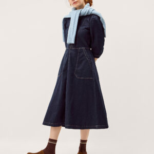 Erin Zip Denim Midi Dress Blue