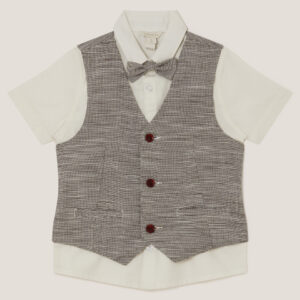 Greyson 3-Piece Houndstooth Waistcoat & Shirt Blue