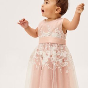 Baby Felicity Embroidered Floral Dress Pink