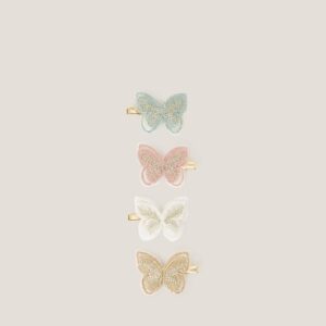 4-Pack Mini Embroidered Butterfly Hair Clips