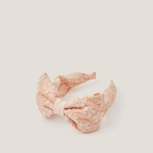 Sara Floral Embroidered Bow Headband