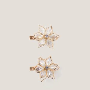 2-Pack Jewel Wire Flower Hair Clips