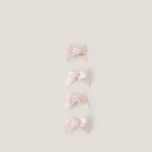 4-Pack Mini Pearl Bow Hair Clips Pink