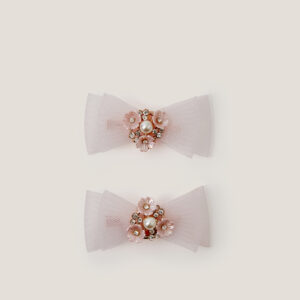 2-Pack Flower Mesh Bow Hair Clips