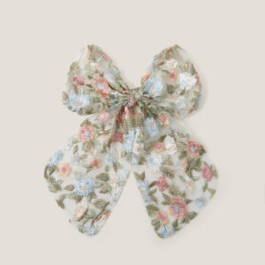 Azalea Floral Embroidered Bow Hair Clip