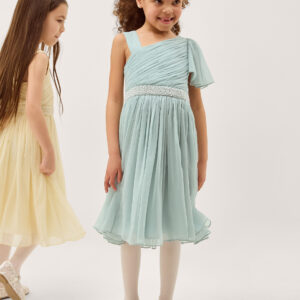 Amalthea Asymmetrical Embellished Party Dress Green