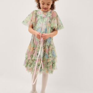 Nessa Floral Ruffle Swing Dress Green