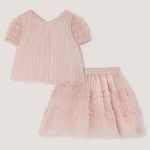 Baby Ruffle Pleated Top & Skirt Set Pink