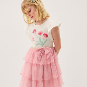 Tulip Polka Dot Mesh Disco Dress Pink