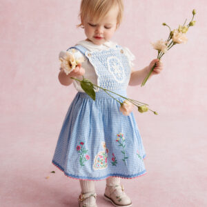 Baby Top & Gingham Pinafore Dress Set Blue