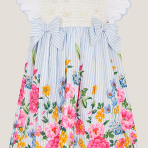 Baby Floral Print Cotton Dress Blue